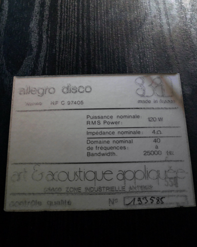 Art et Acoustique Appliquee HP Allegro HP 120